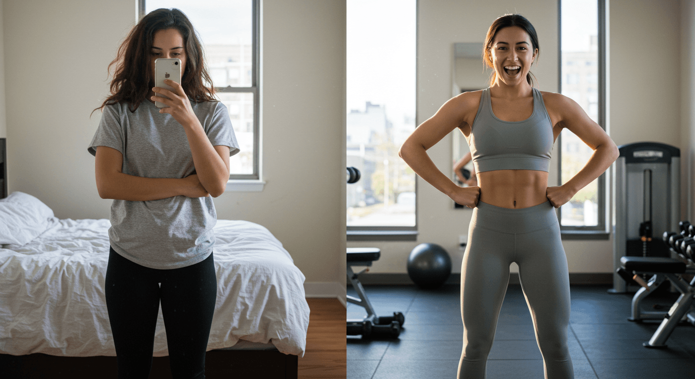 Woman Before and After Exercise