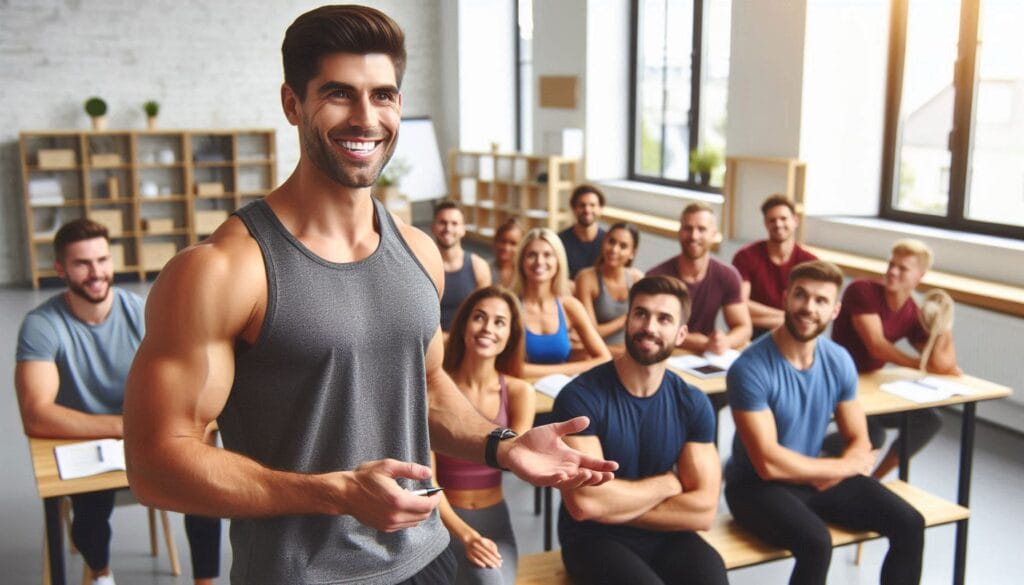 Man Giving a Lecture About Fitness and Exercise