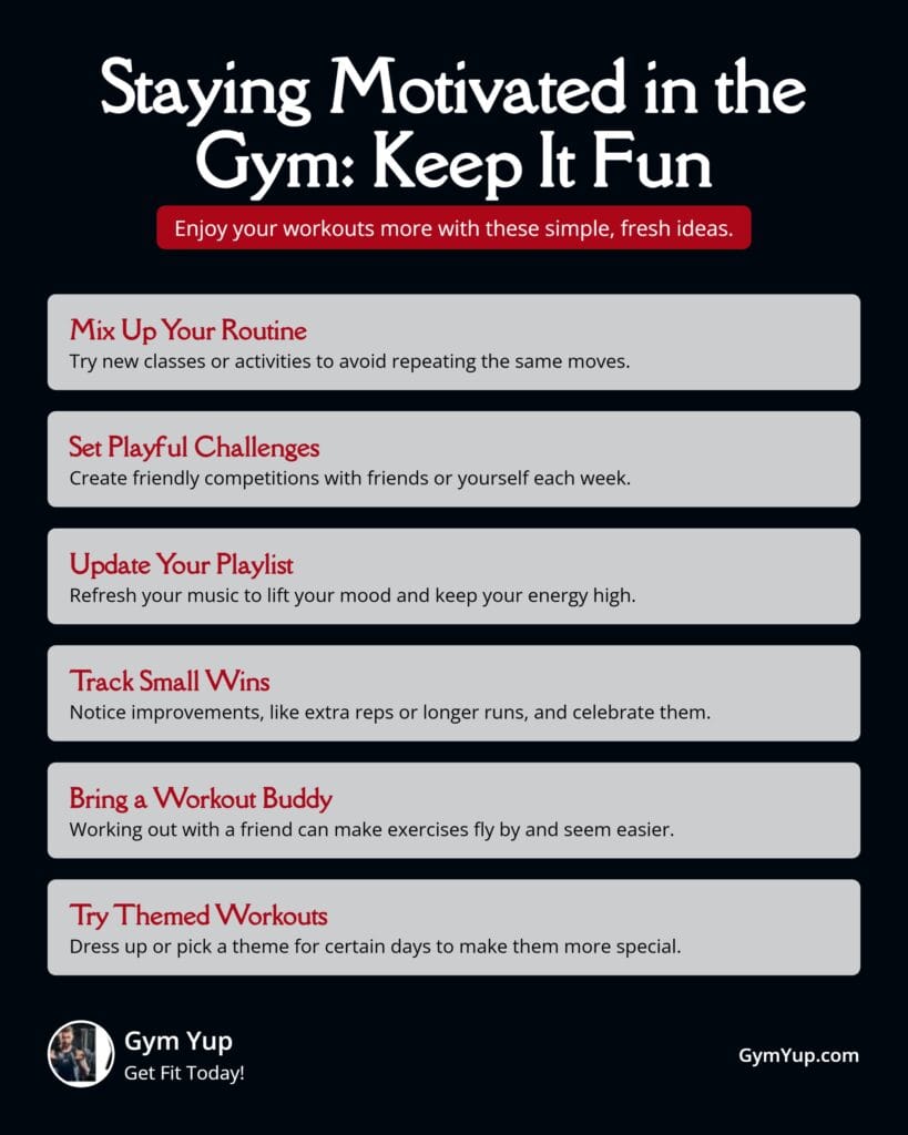Staying Motivated in the Gym - Keep It Fun - Infographic